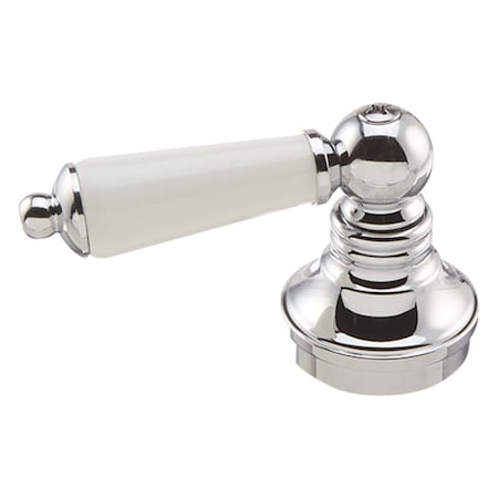 Porcelain And Chrome Lever Faucet Handle, 2 Inch H X 1.5 Inch W